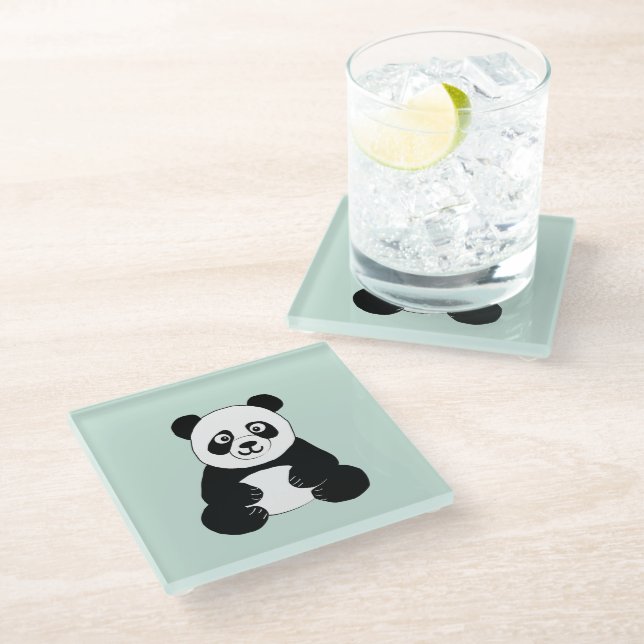 Panda Glass Coaster (Angled)