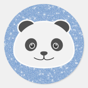 Panda Glitter Classic Round Sticker