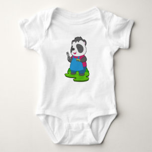Panda Hairdresser Scissors Comb Baby Bodysuit