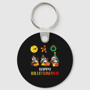 Panda Halloween Christmas Happy Hallothanksmas Pan Key Ring