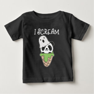Panda Halloween Ghost I Scream Ice Cream Pun Baby T-Shirt