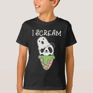 Panda Halloween Ghost I Scream Ice Cream Pun T-Shirt