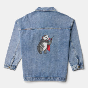 Panda Halloween Vampire Nurse Oversized T-Shirt Denim Jacket