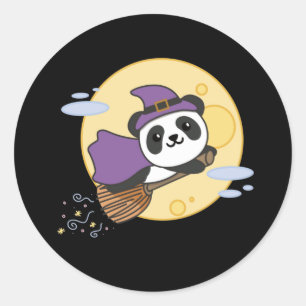 Panda Halloween Witch Kids Witch Costume Classic Round Sticker