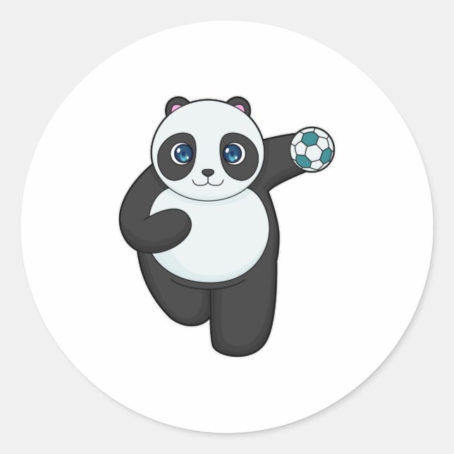 Panda Handball player Handball Classic Round Sticker (Front)