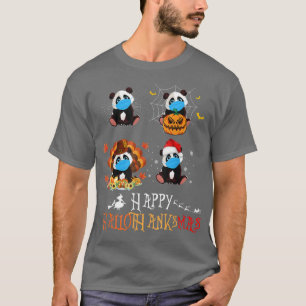 Panda Happy Hallothanksmas Halloween Thanksgiving T-Shirt