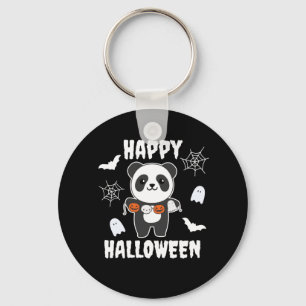 Panda Happy Halloween Pumpkin Bat Costume Key Ring