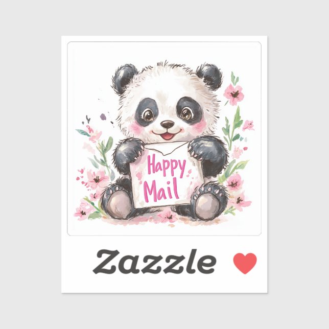 Panda, Happy Mail, Sticker (Sheet)