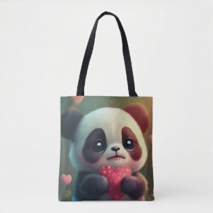 Panda Heart (2 faced):  Tote Bag