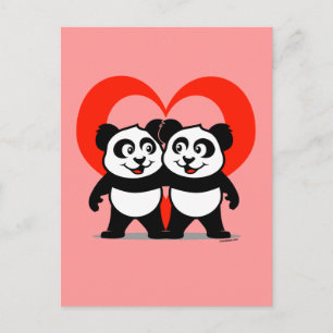 Panda Heart Postcard