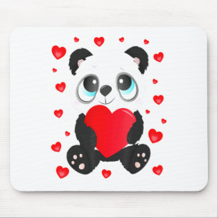 Panda Heart Valentines Day Girls Kids Women Bear L Mouse Pad
