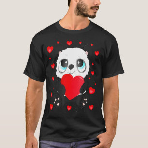 Panda Heart Valentines Day Girls Kids Women Bear L T-Shirt