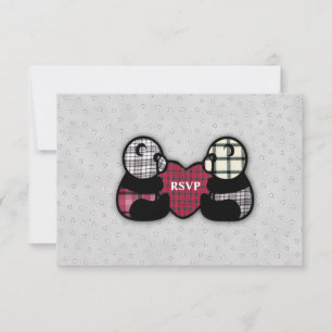 Panda Heart Wedding Reception RSVP Invitation