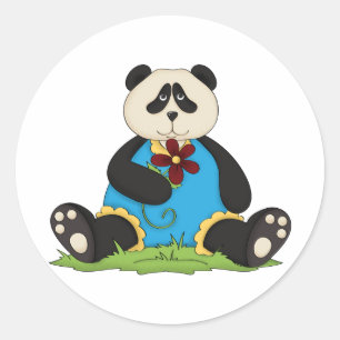 Panda Holding A Flower Stickers
