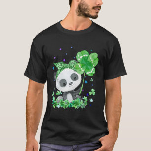 Panda Holding Shamrock Stars St Patrick'S Day T-Shirt