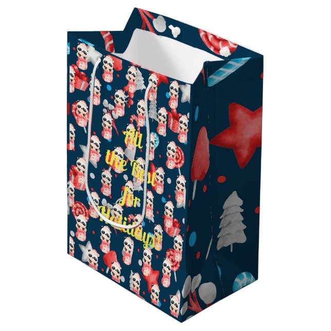 Panda Holidays Customise Medium Gift Bag (Front Angled)