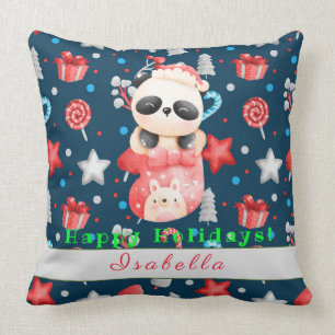 Panda Holidays Customise Text and Name 20"X20" Cushion