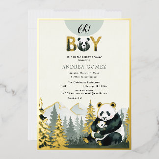 Panda Hug Foil Invitation
