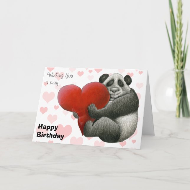 Panda Hugging a Heart Card (Front)