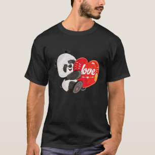 Panda Hugging Heart Love Cute Bear Panda Lover Val T-Shirt