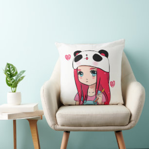 Panda Hugs & Crimson Dreams Cushion