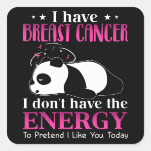 Panda I Have Breast Cancer I Don't Have the Energy Square Sticker