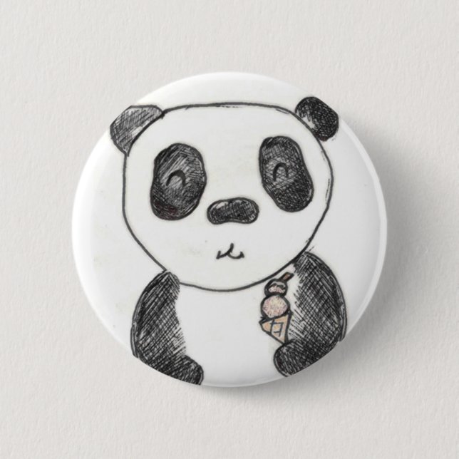 panda ice 6 cm round badge (Front)