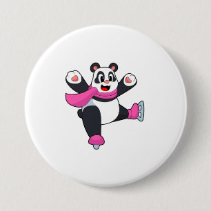 Panda Ice skating Ice skates 7.5 Cm Round Badge
