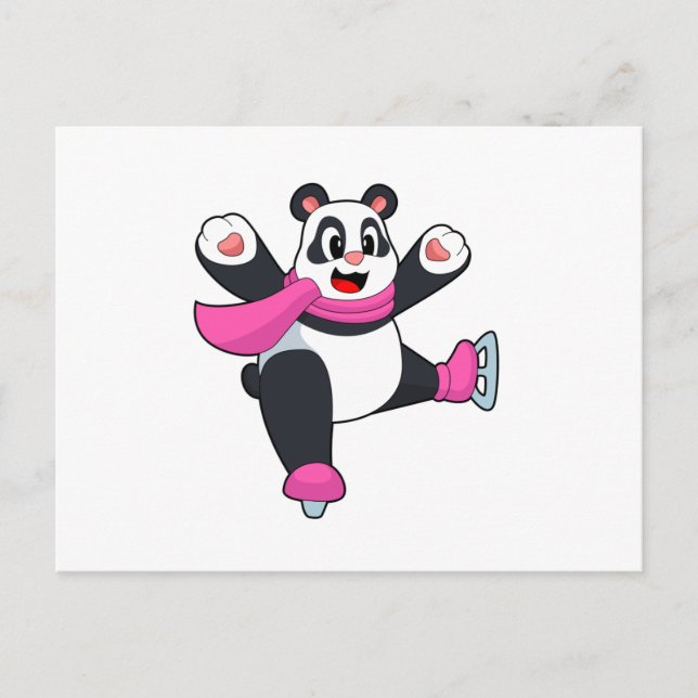 Panda Ice skating Ice skates Postcard (Front)