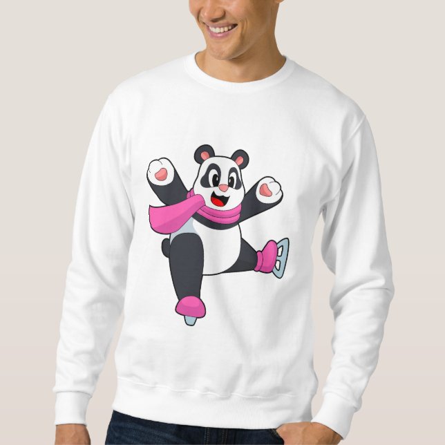 Panda Ice skating Ice skates Sweatshirt (Front)