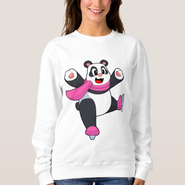 Panda Ice skating Ice skates Sweatshirt (Front)