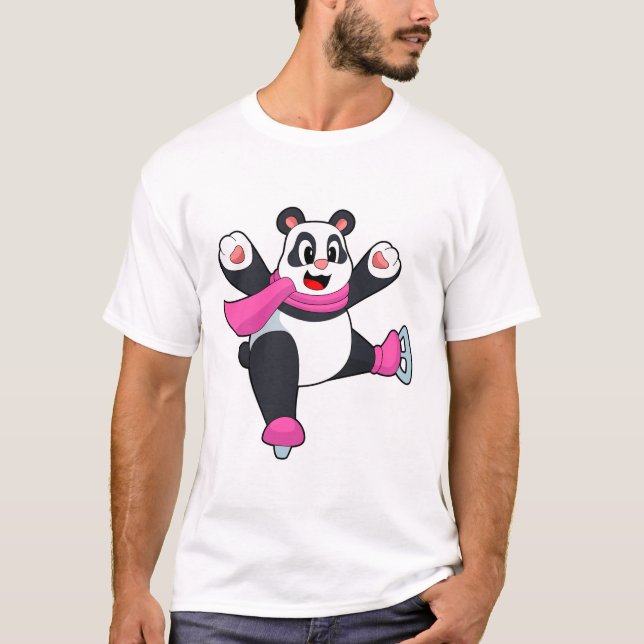 Panda Ice skating Ice skates T-Shirt (Front)