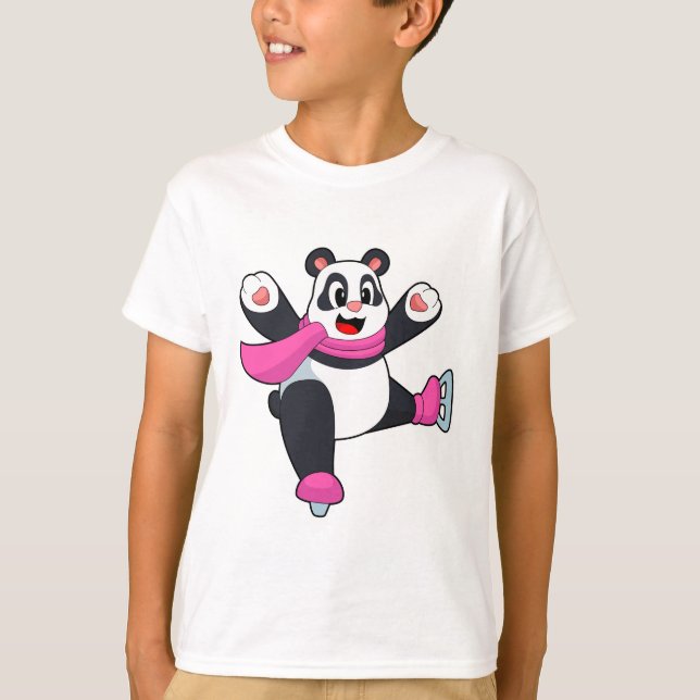 Panda Ice skating Ice skates T-Shirt (Front)
