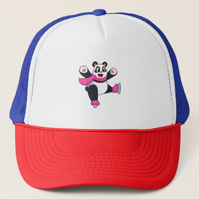 Panda Ice skating Ice skates Trucker Hat (Front)