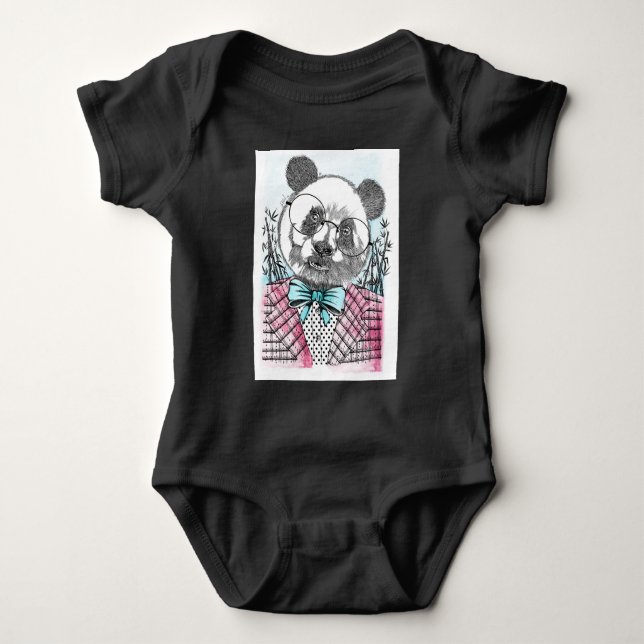 Panda illustration Design Baby Jersey Bodysuit (Front)