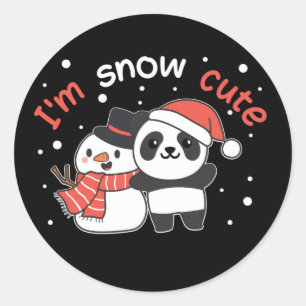 Panda I'm Snow Cute Snowman Snow Pun Classic Round Sticker