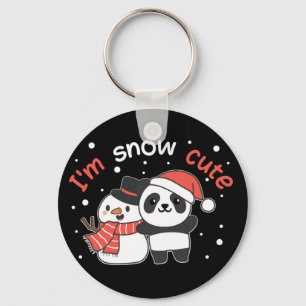 Panda I'm Snow Cute Snowman Snow Pun Keychain
