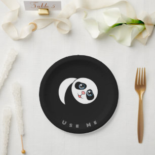 Panda Image Use me Text Printed  Paper & Party  Plate