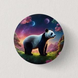 Panda in a Fantasy Garden 3 Cm Round Badge