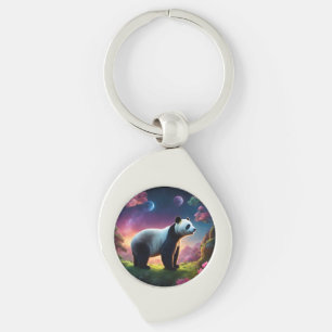 Panda in a Fantasy Garden Key Ring