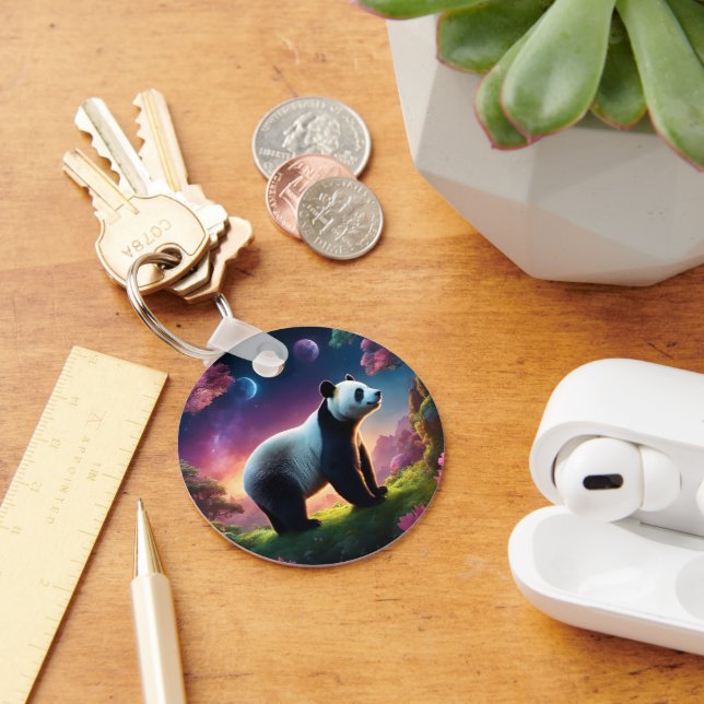 Panda in a Fantasy Garden Key Ring (Desk)