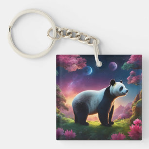 Panda in a Fantasy Garden Key Ring