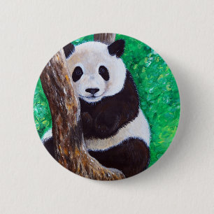 Panda in a Tree Painting 6 Cm Round Badge