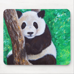 Panda in a Tree Painting Mouse Pad