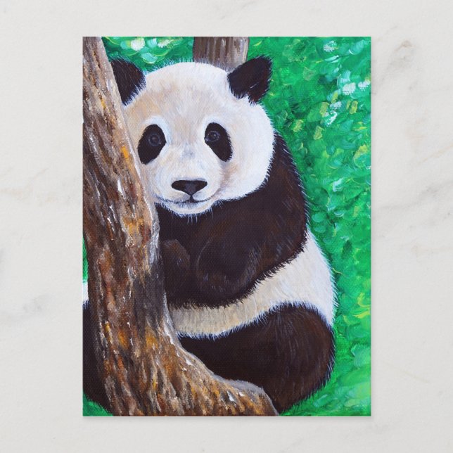 Panda in a Tree Painting Postcard (Front)