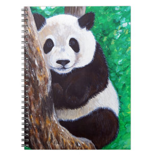 Panda in a Tree Painting Spiral Notebook