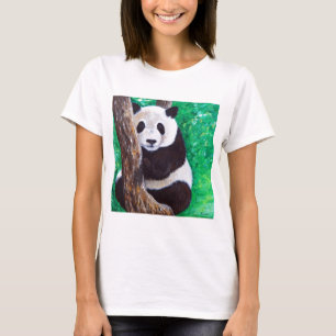 Panda in a Tree Painting T-Shirt