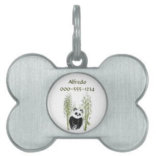 Panda In Bamboo Pet Name Tag