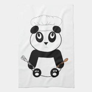 Panda in chef's hat Kitchen tea towel