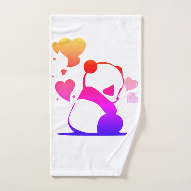 Panda in pink hand towel (Hand Towel)
